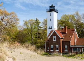 Lighthouse on sandy area